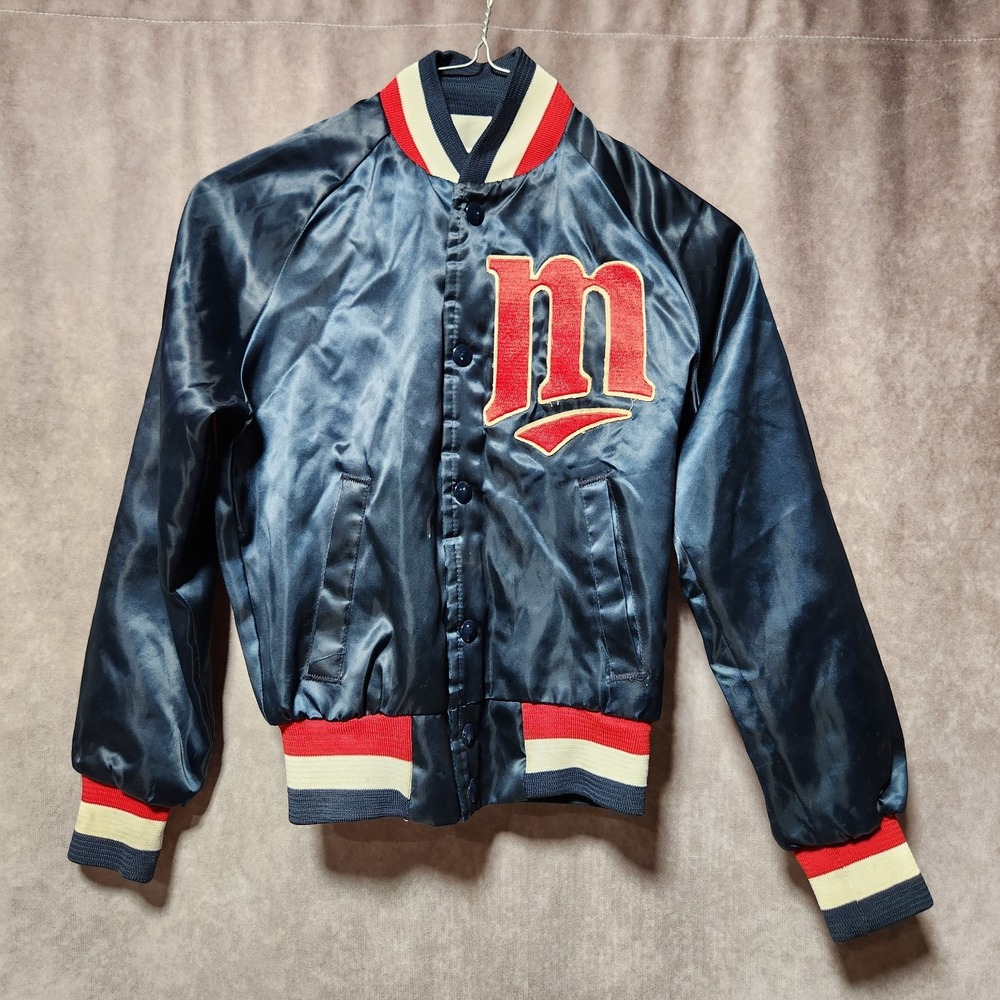 Vtg 80/90's Chalk Line MINNESOTA‎ TWINS Baseball Satin Bomber Jacket Youth 10/12